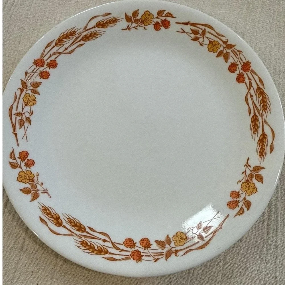 Corelle Autumn Harvest Dinner Plate 8.5 Inch Wheat Berries White Vitrelle Glass